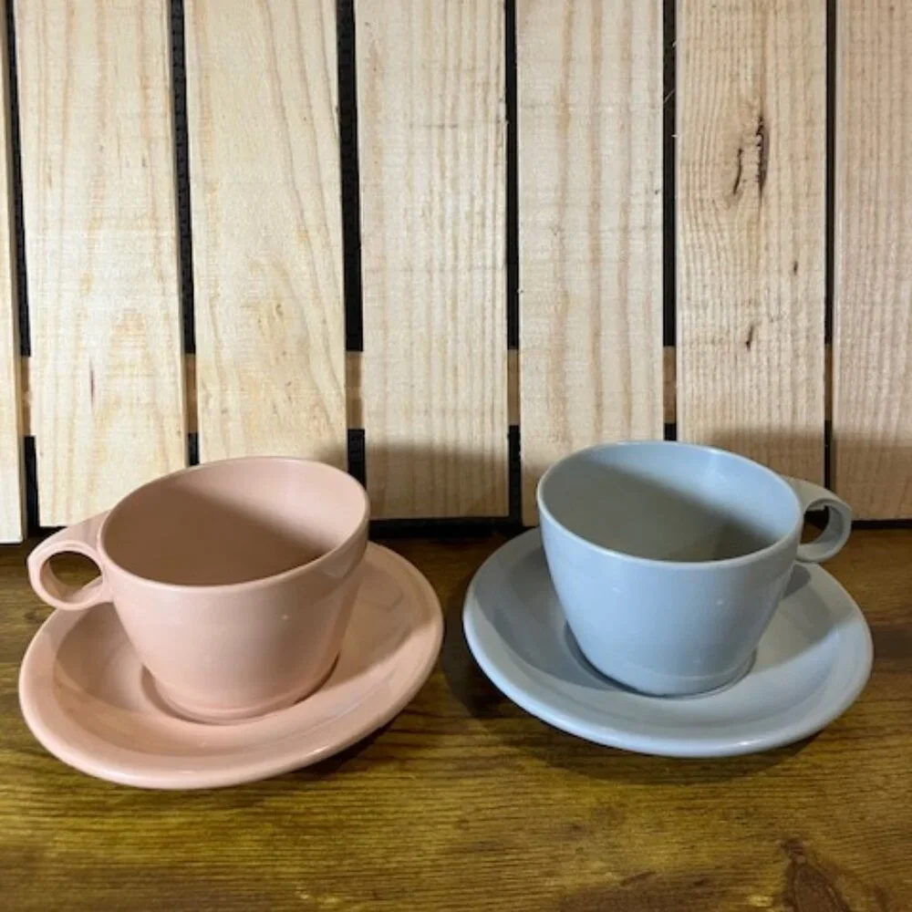 Vintage Texas Ware Melamine Coffee Cups & Saucers Set of‎ Four